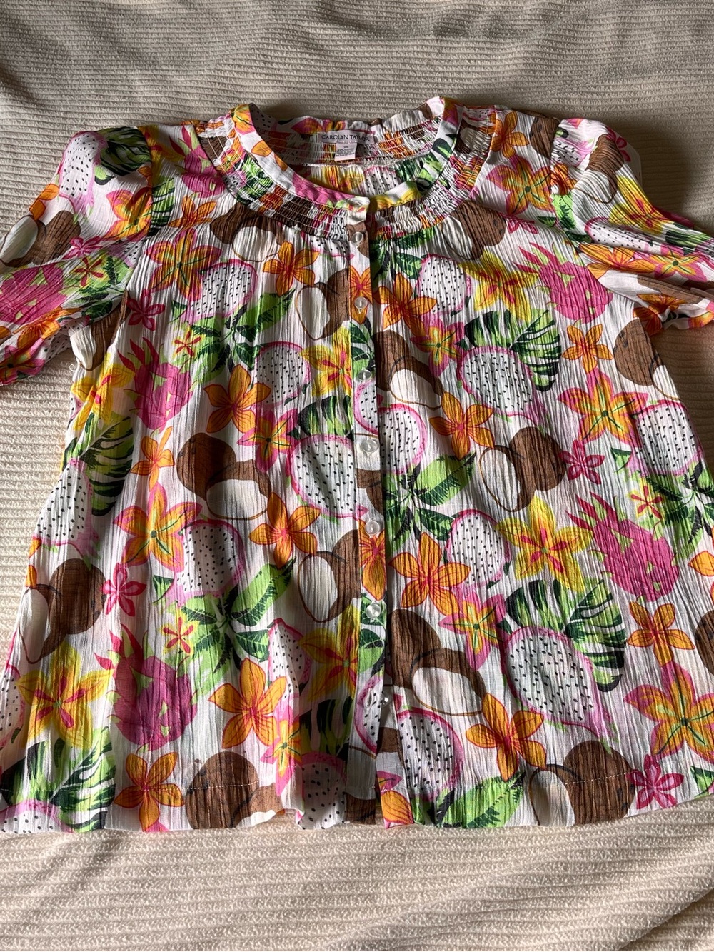 Women’s Carolyn Taylor Coconut Blouse Top Shirt XL Bright Summer - 1172